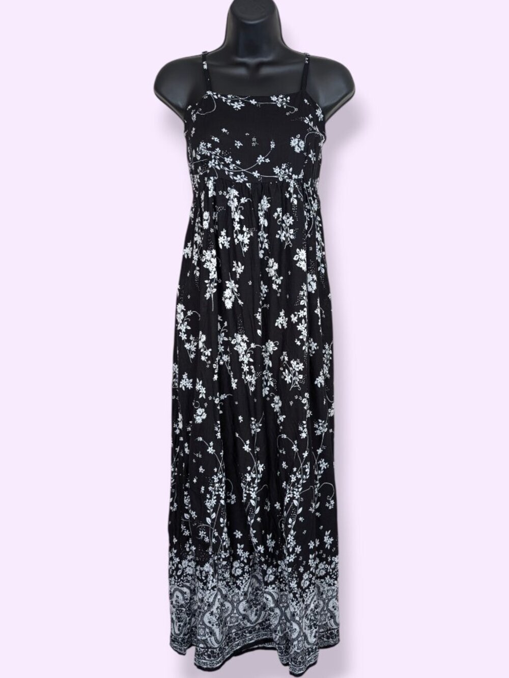 B&W 100% Cotton Floral Maxi Dress